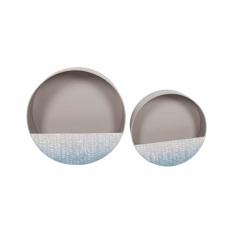 Set 2 Leaf Stem Metal Wall Planters 40cm