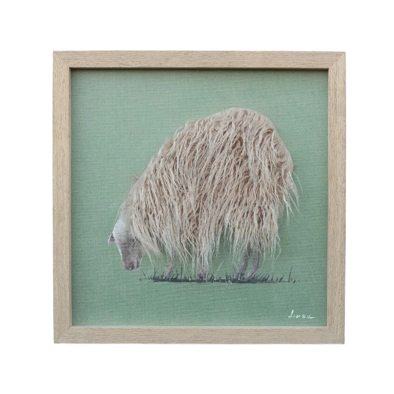 Long Haired Hand-Made Sheep Canvas Wall Art 40cm Multi-Colour