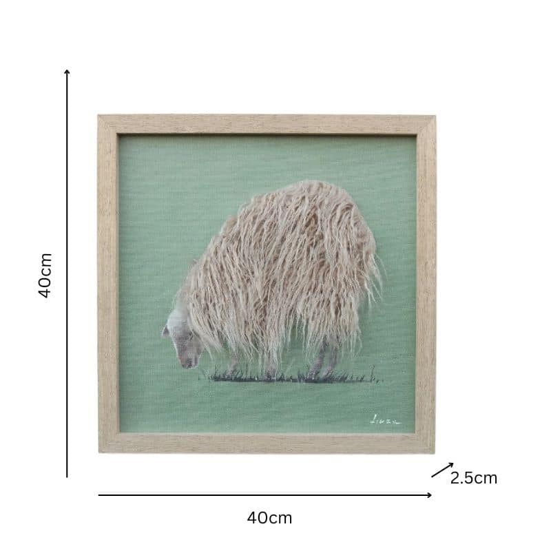 Long Haired Hand-Made Sheep Canvas Wall Art 40cm Multi-Colour