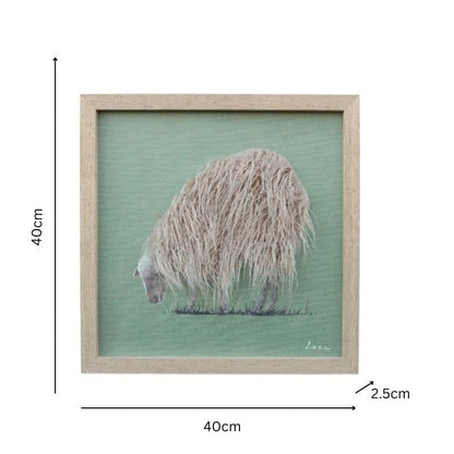 Long Haired Hand-Made Sheep Canvas Wall Art 40cm Multi-Colour