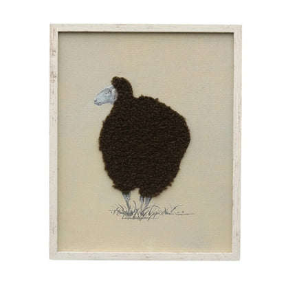Cuddly Sheep Hand-Made Framed Canvas Wall Art 50cm - Multi-Colour, 1.35 kg