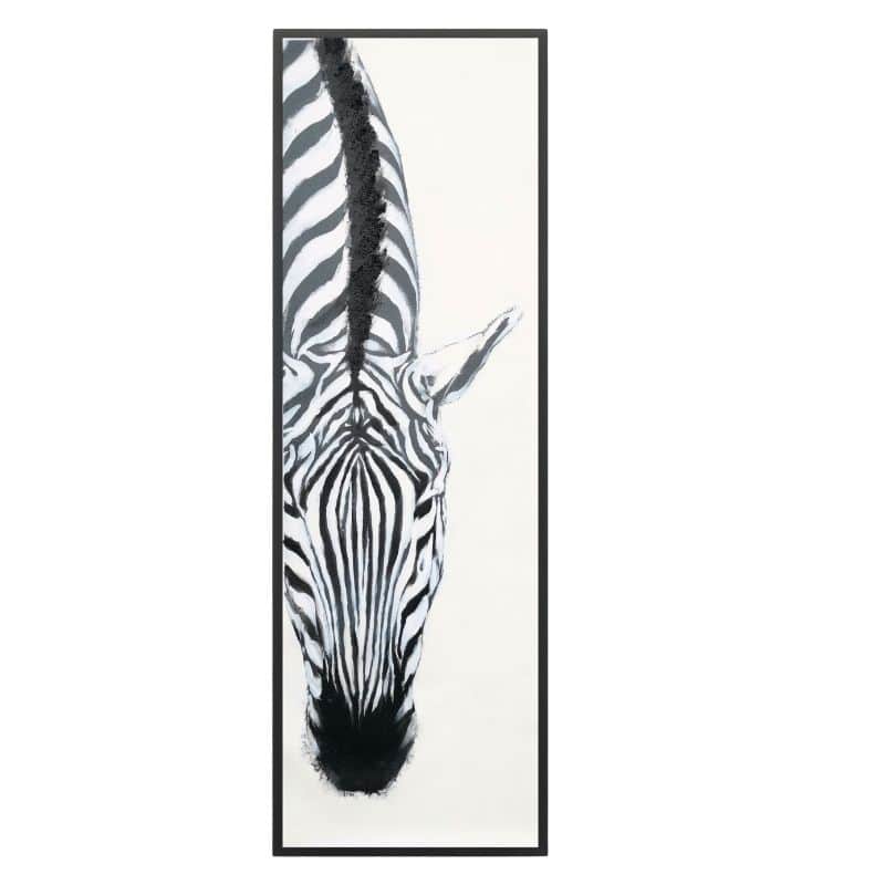 Classic Zebra Framed Canvas Wall Art 90cm - White & Black, Artificial Fur