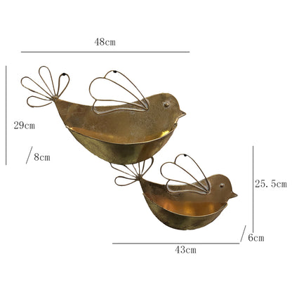 Set of 2 Distressed Gold Wall Planters - 8x29cm Iron Decor