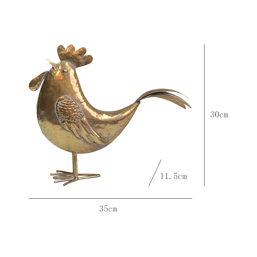 Lustre Gold Chook Long Tail Ornament 35x30cm