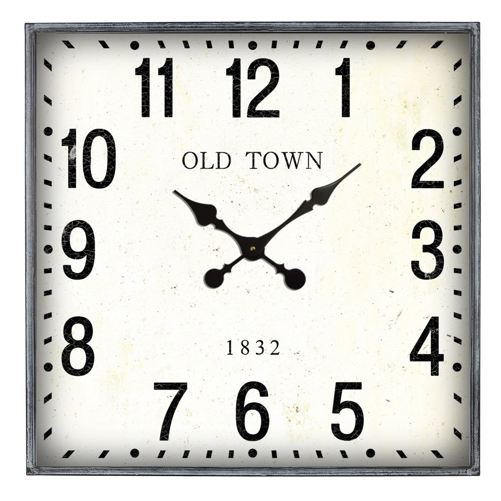 Square Iron Wall Clock 68cm - Rustic Cream Finish for Modern Home - SuperSaverAU - view 1