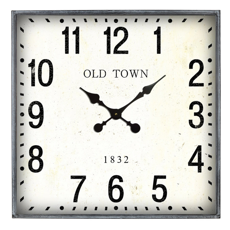 Square Iron Wall Clock 68cm - Rustic Cream Finish for Modern Home - SuperSaverAU - view 1