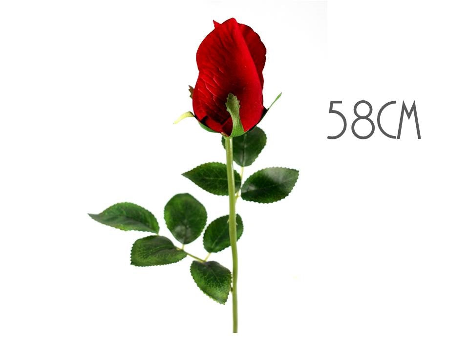 bulk 24 Artificial Single Stem Rose Red 58cmh 15x58cm