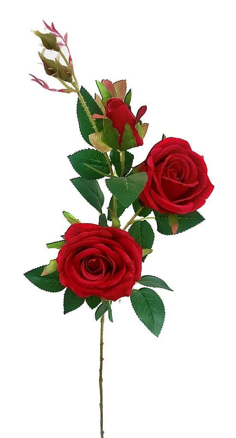 Artificial Red Rose 2 Heads & 1 Bud - 91cm, Beautifully Realistic Foliage, 12 Pack - SuperSaverAU - view 1
