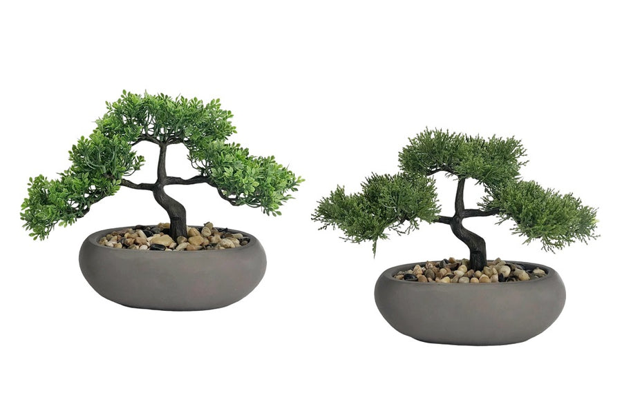Artificial Bonsai Set 2 in Ceramic Pot Assort, 30cm, Realistic Foliage - SuperSaverAU - view 1
