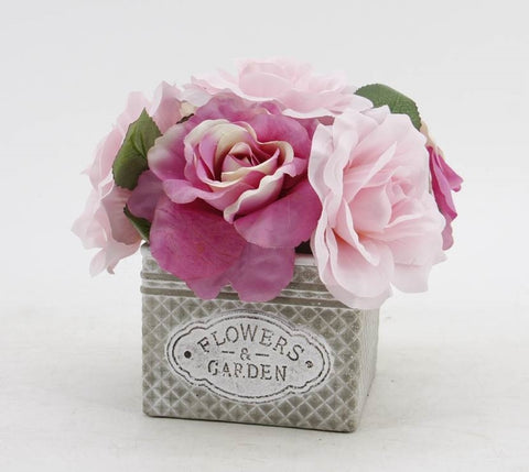 Artificial Peony Rose in Ceramic Pot - 20cm, Realistic Foliage, Green & White - SuperSaverAU - view 1