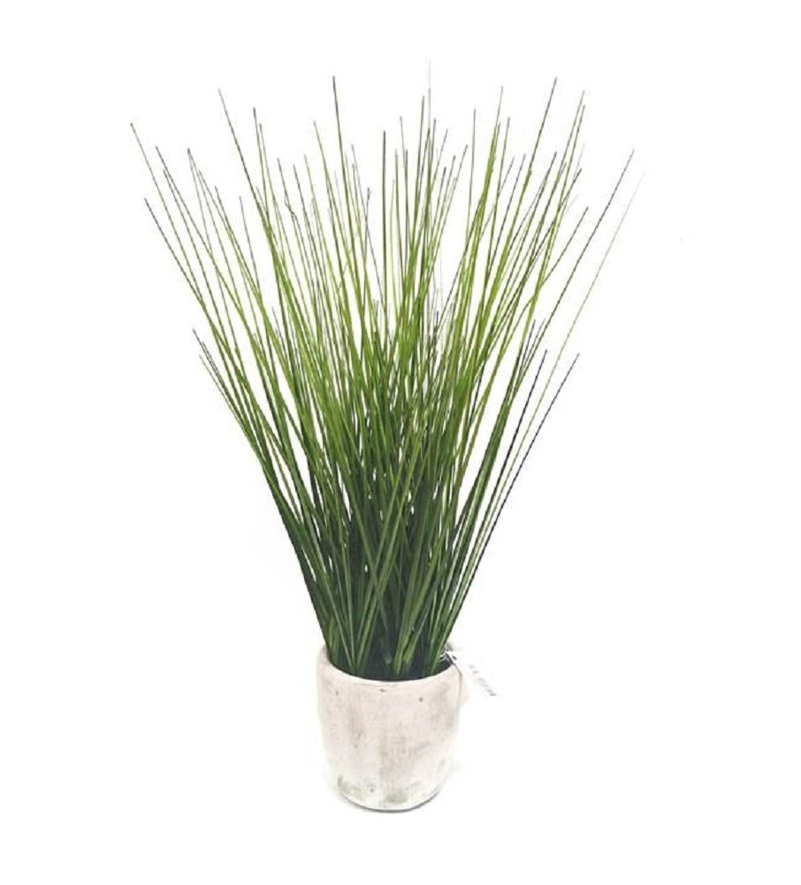Artificial Grass in Cement Vase - 10x10x46 cm - Realistic Foliage, Multi Colour - SuperSaverAU - view 1