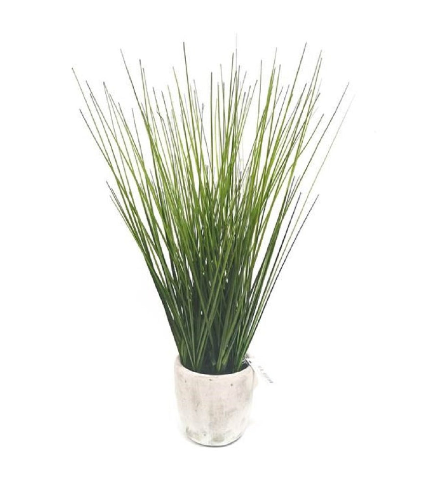Artificial Grass in Cement Vase - 10x10x46 cm - Realistic Foliage, Multi Colour - SuperSaverAU - view 1