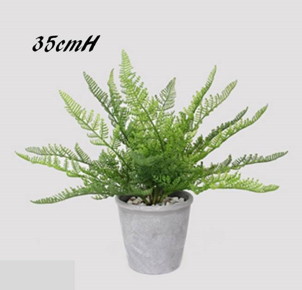 Artificial Fern Plant in Grey Pot 35cm - Beautifully Realistic Foliage - SuperSaverAU - view 1
