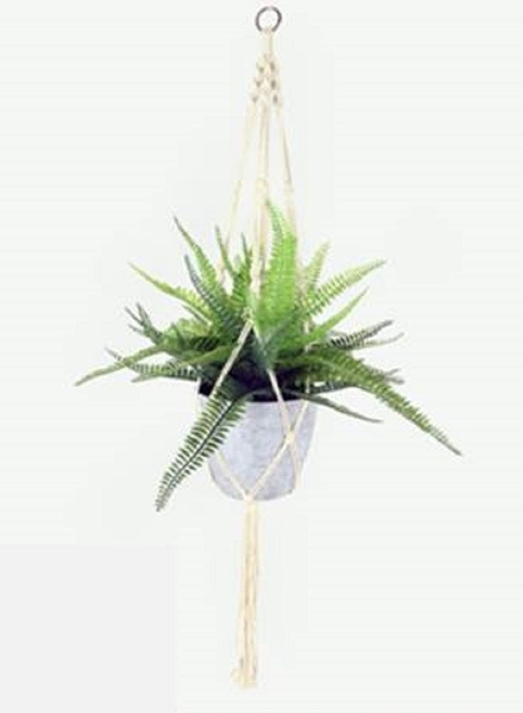 Artificial Hanging Fern Plant in Grey Pot, 95cm - Realistic Foliage - SuperSaverAU - view 1