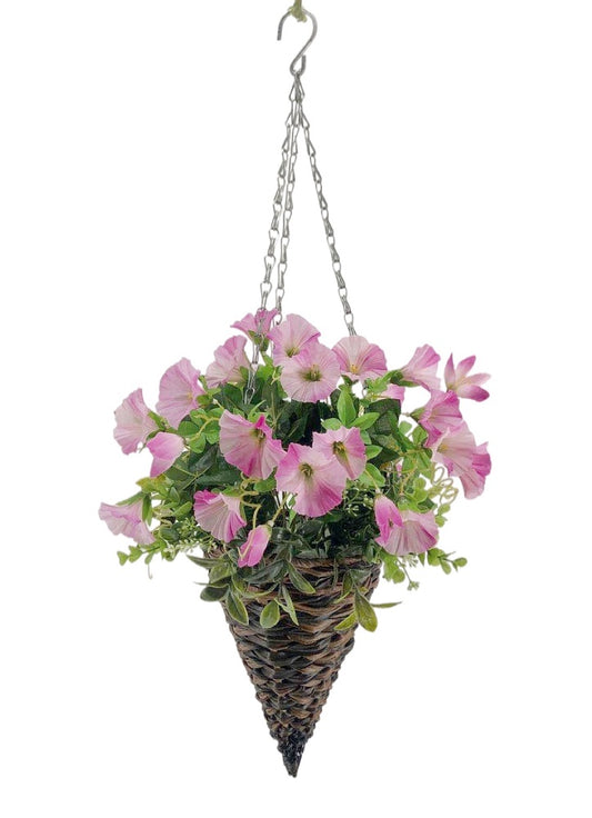 Artificial Hanging Flower in Rattan Pot 72cm
