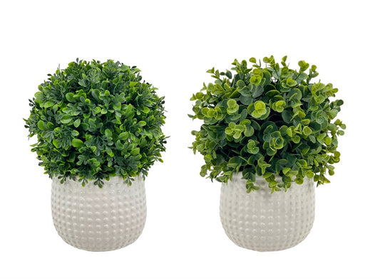 Set 2 Artificial Boxwood Topiary Ball in Ceramic Pot 29cm