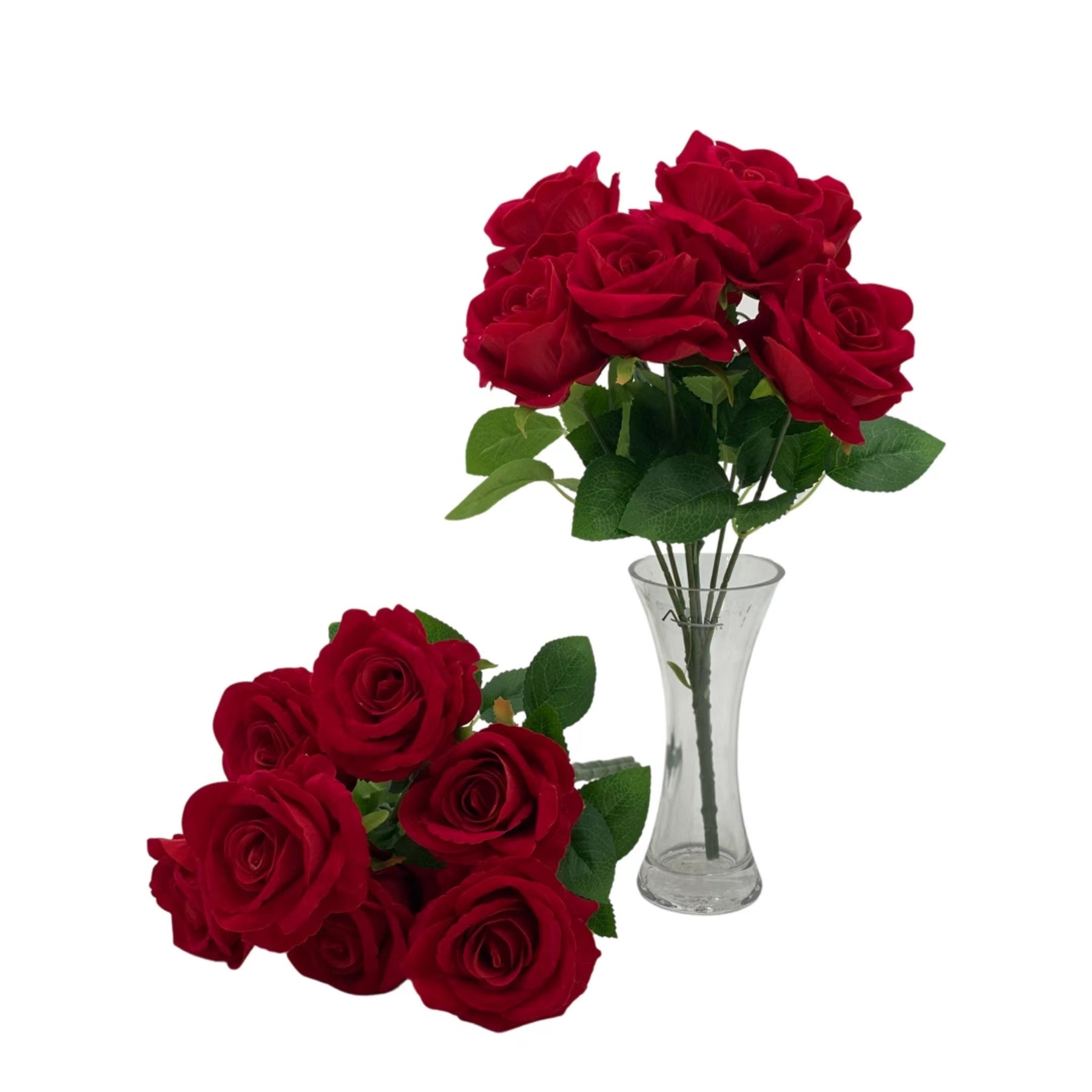 bulk 8 Artificial Rose Bouquet 7 Heads Red 10x46cm - SuperSaverAU - view 1