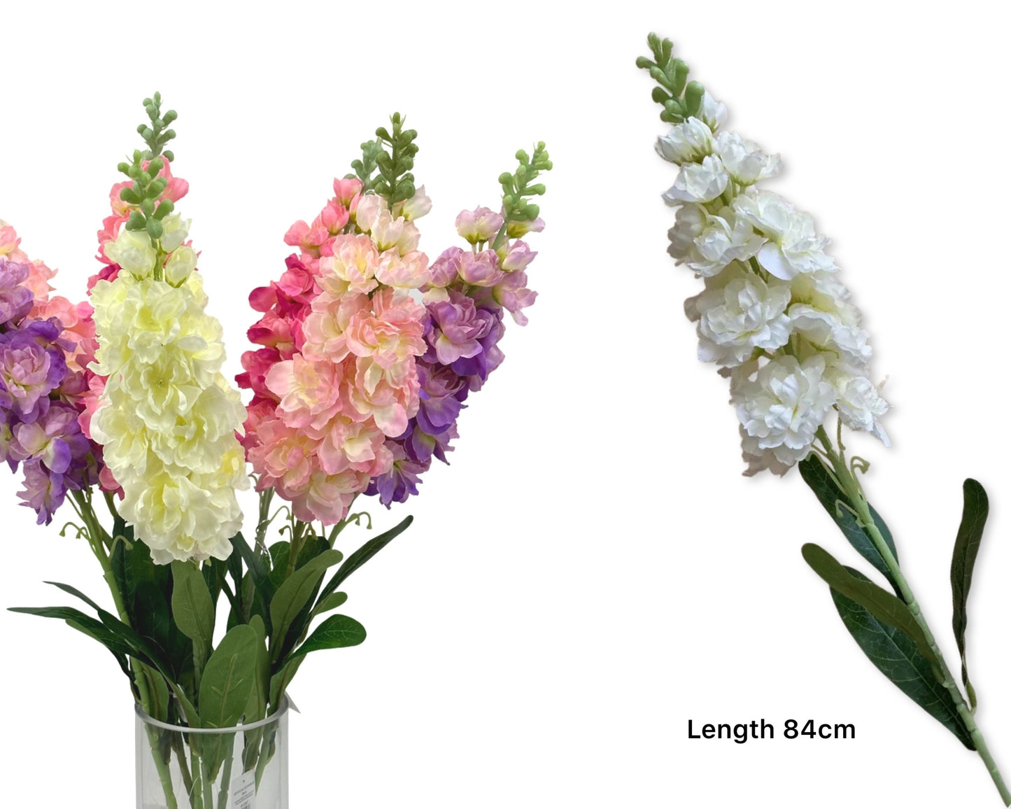 Artificial Delphinium Set of 24, 20x84cm Assorted