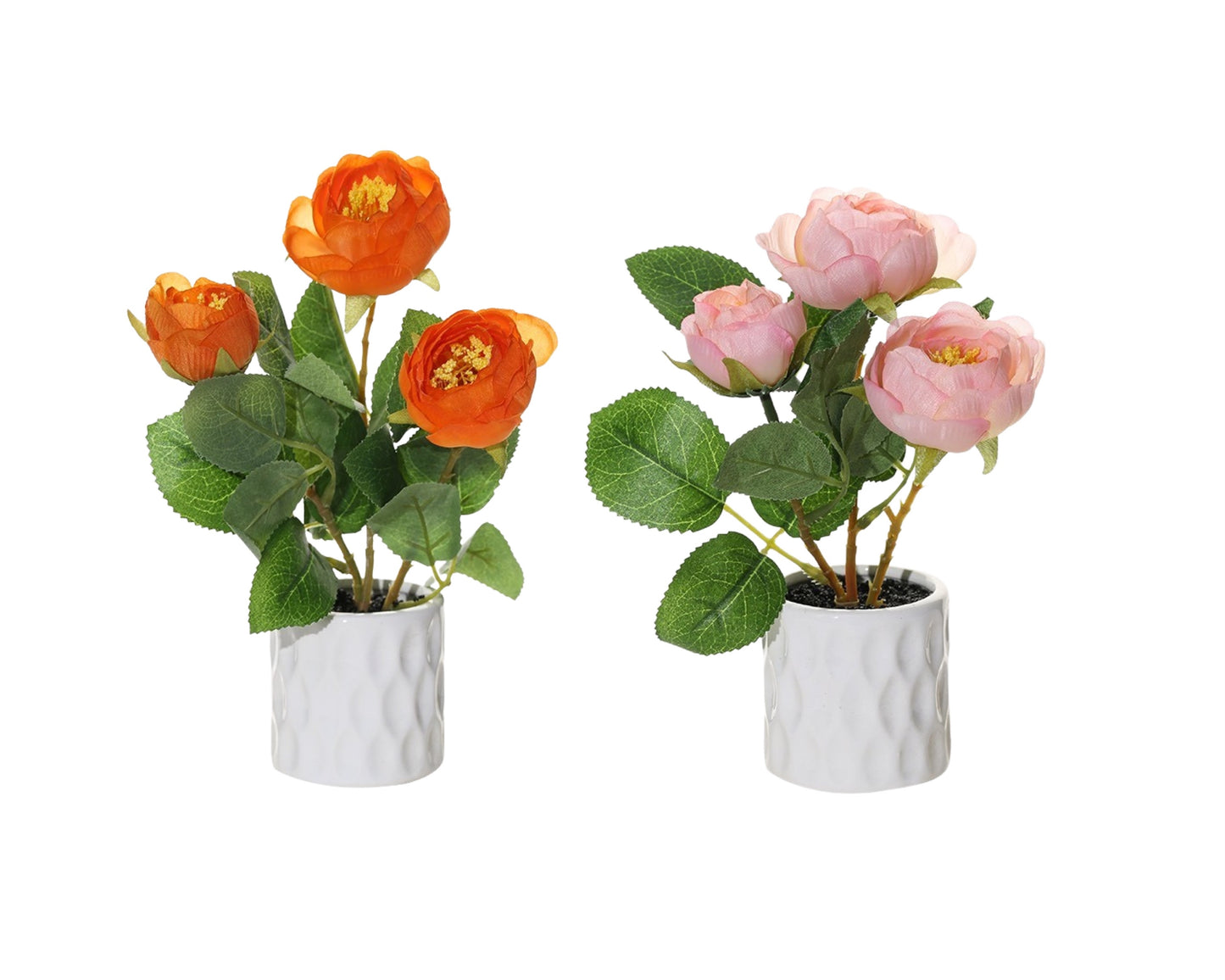 Set 2 Artificial Rose in Ceramic Pot - Multi Colour, 10x20cm