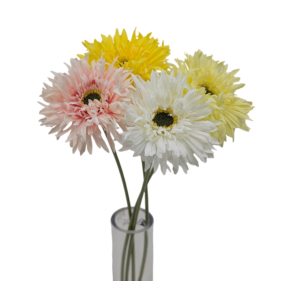 Premium Artificial Daisy Single Stems – 36 Pack Assorted 43cm