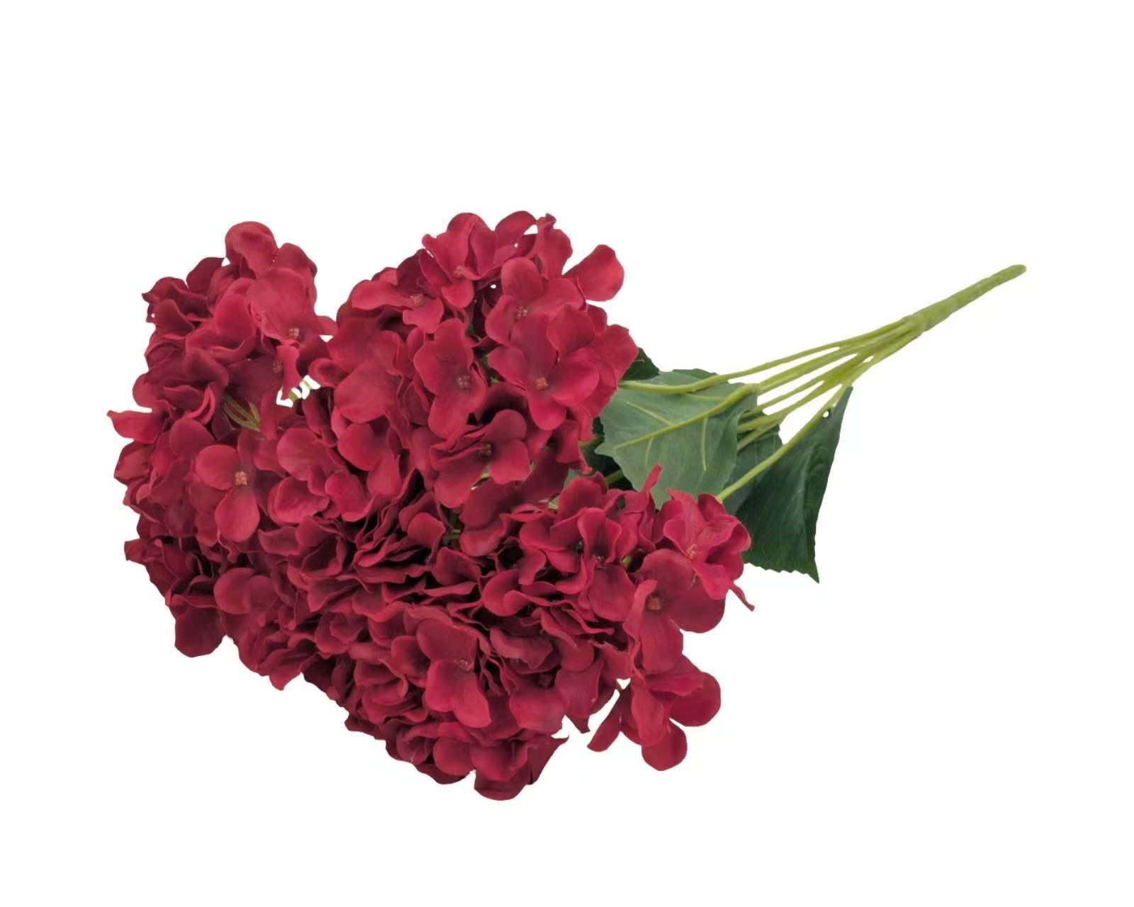 Premium 12 Pack Artificial Burgundy Hydrangea Bunches 52cm