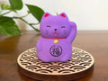 Premium 5x4.5cm Lavender Maneki Neko Okimono Lucky Cat Ornament