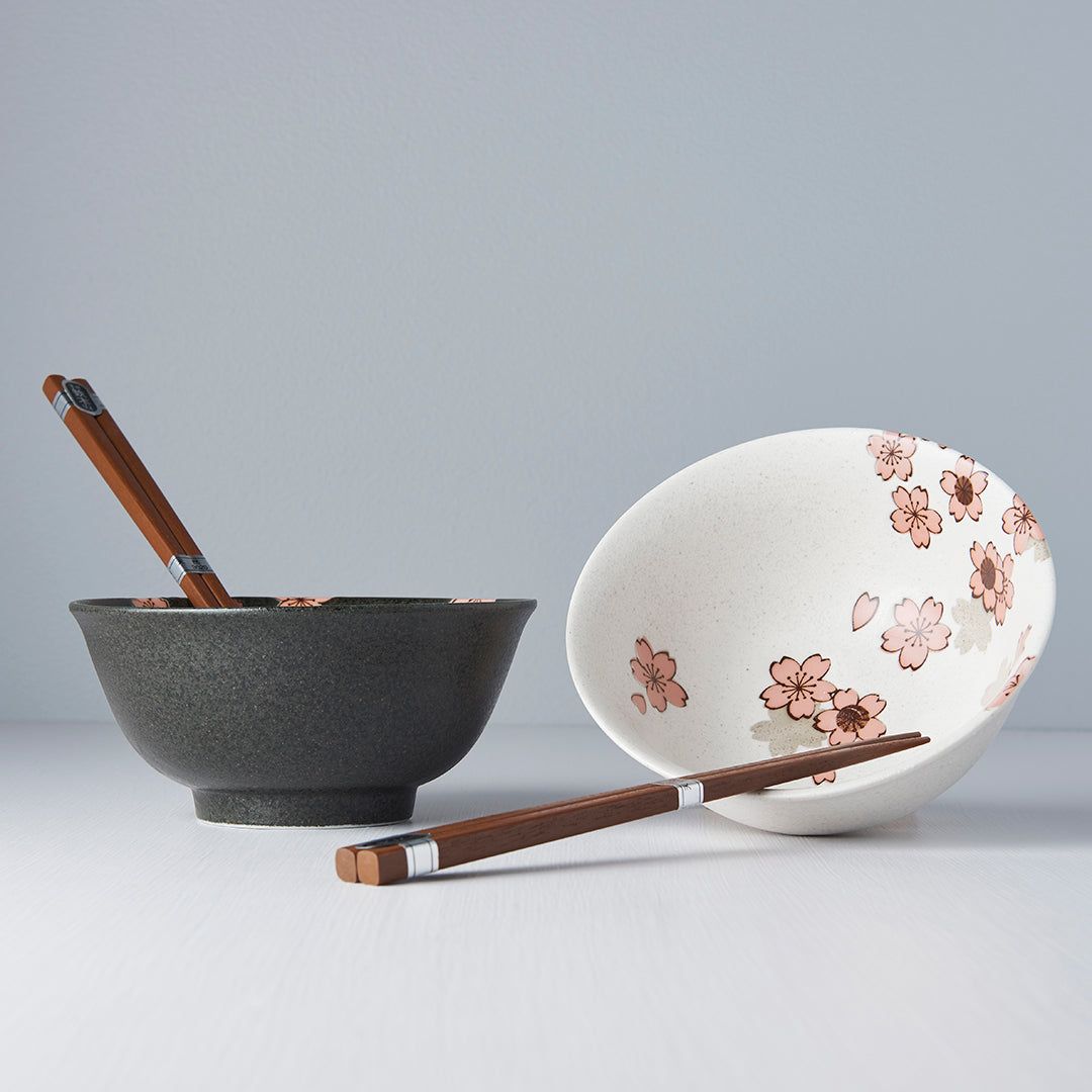 Bowl Set 2pcs with Chopsticks Cherry Blossom Design - SuperSaverAU - view 5