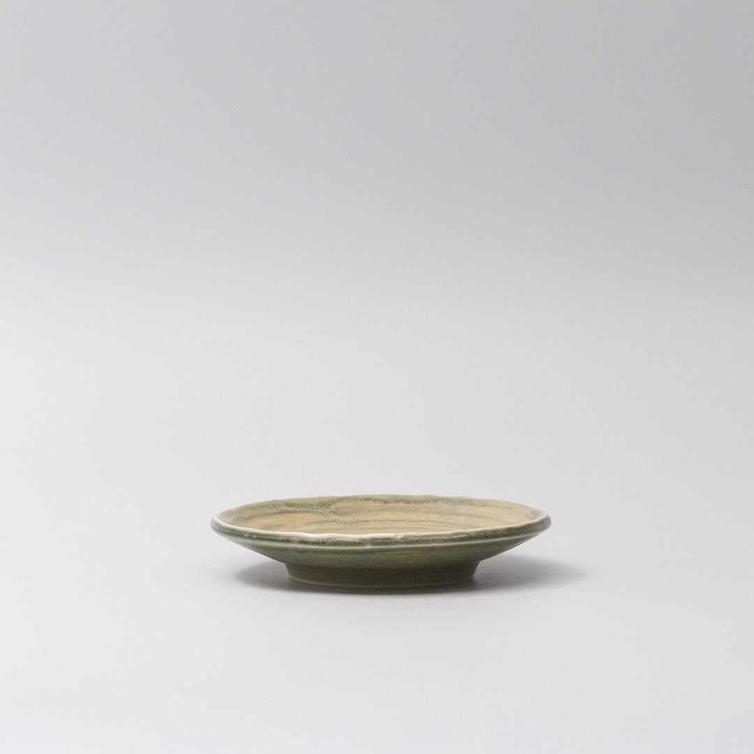Premium Washed Fern Ceramic Saucer Microwave Safe - Green, 14cm