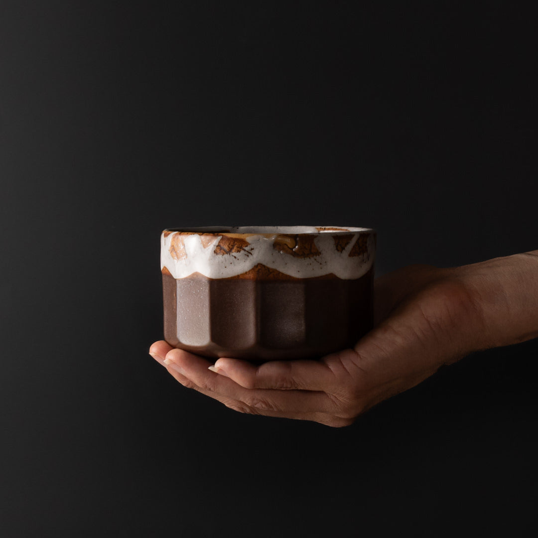 Premium 11cm Metallic Rust Glaze Matcha Tea Bowl 400ml Dishwasher Microwave Safe