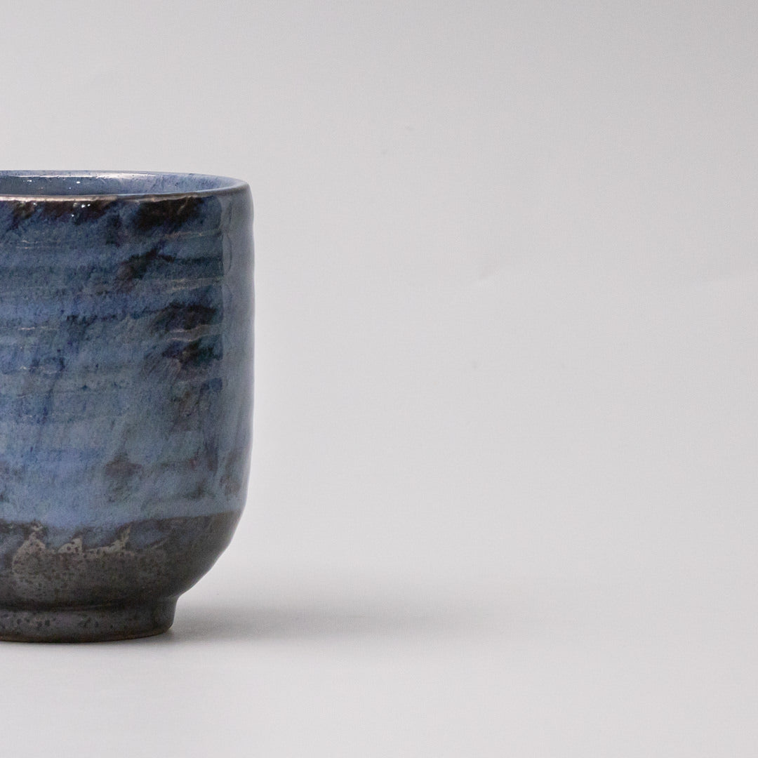 Premium 280ml Indigo Black Glaze Yunomi Mug Japanese Ceramic Tea Cup
