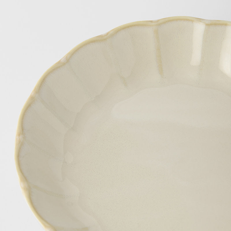 Premium High Rim Plate – White Ivory Rinka Glaze 21.8cm
