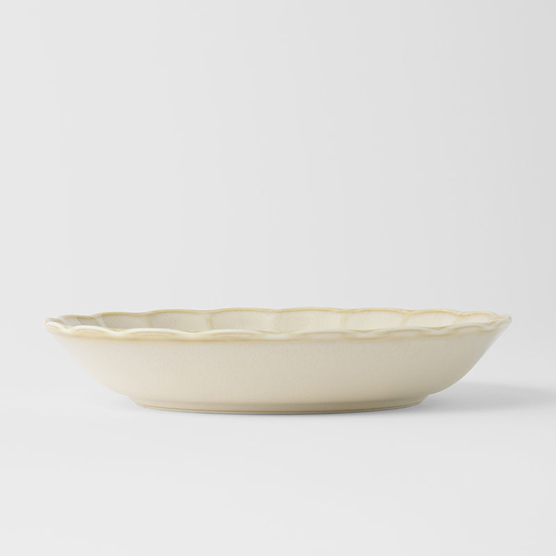 Premium High Rim Plate – White Ivory Rinka Glaze 21.8cm