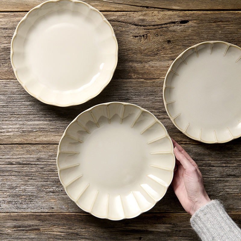 Premium High Rim Plate – White Ivory Rinka Glaze 21.8cm