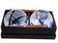 Premium Ceramic Bowl Set with Chopsticks – Blue White Splash 400ml, 2 Piece