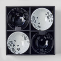 Premium Sakura Bowl Set – Black and White 200ml, 4 Piece