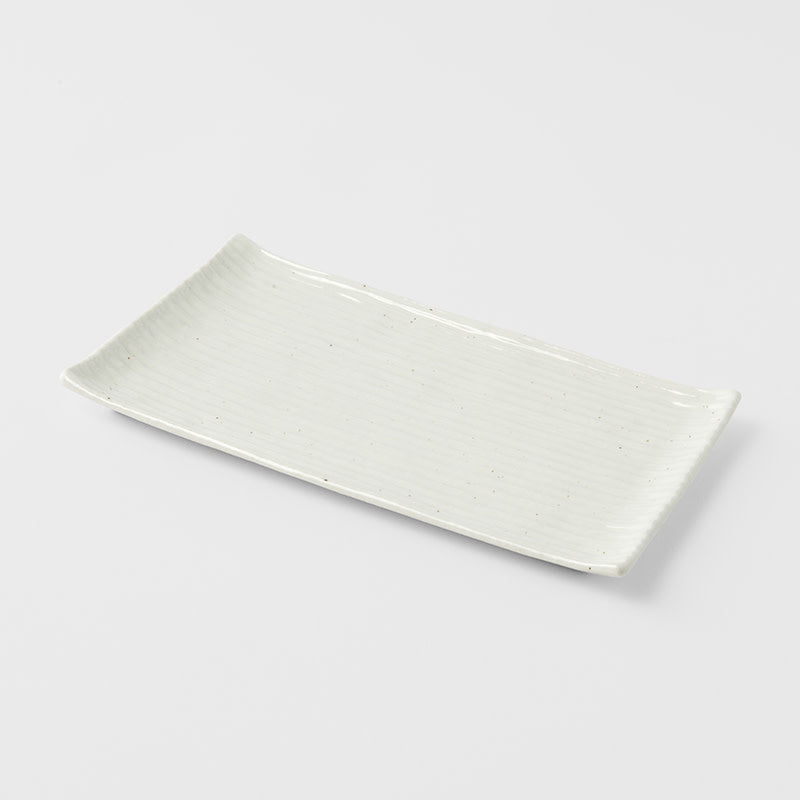 Premium Ceramic Sushi Plate – White Contour Glaze 24cm
