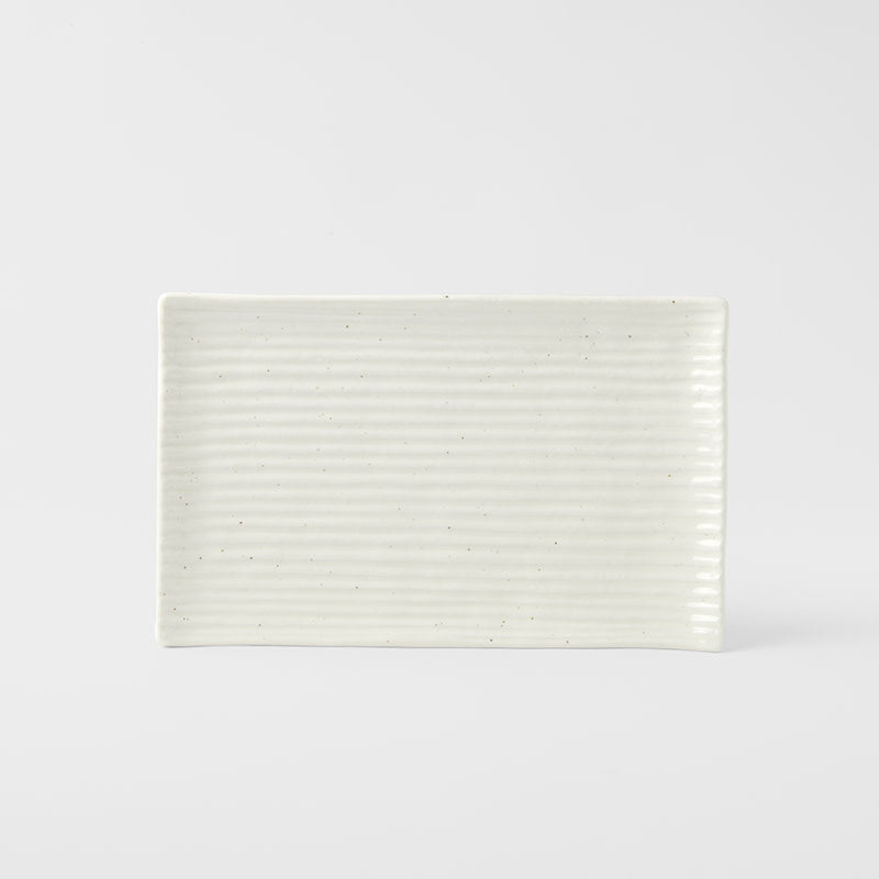 Premium Ceramic Sushi Plate – White Contour Glaze 24cm