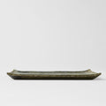 Premium Ceramic Sushi Plate – Green Contour Glaze 24cm