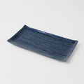Premium Ceramic Sushi Plate – Blue Contour Glaze 24cm