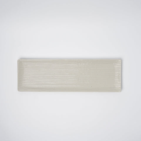 Premium 33.2cm White Contour Glaze Ceramic Sashimi Plate Dishwasher Microwave Safe