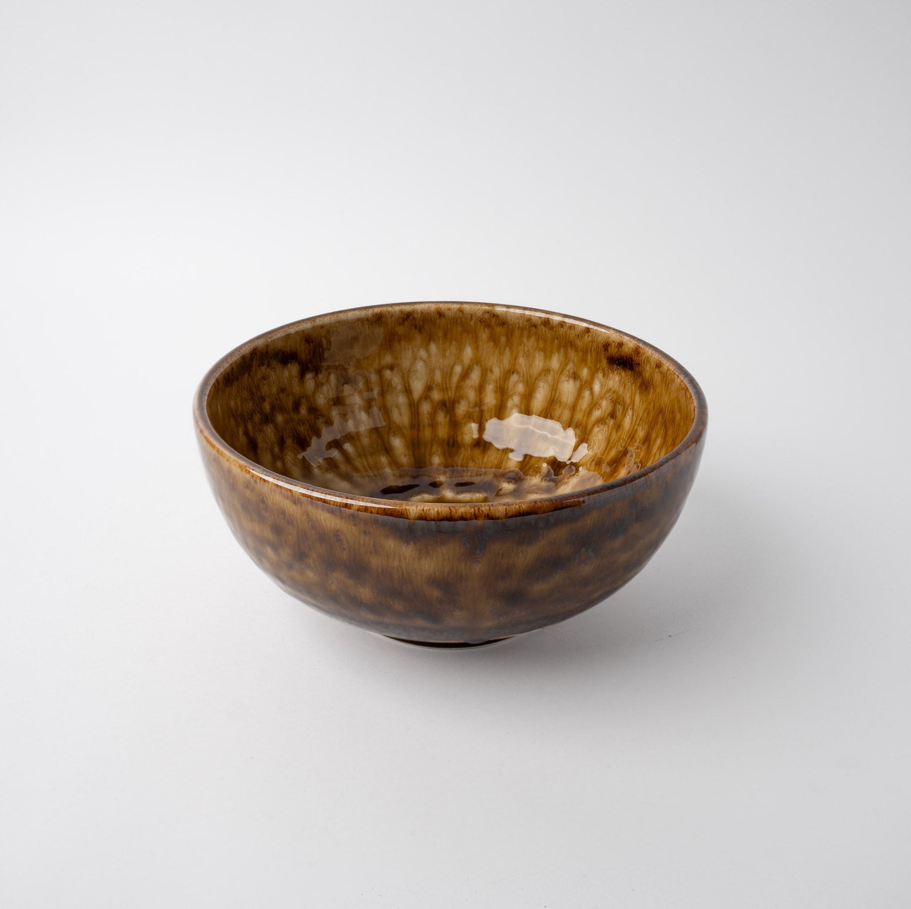 Premium 19cm Amber Glaze Ceramic Bowl Japanese Tableware