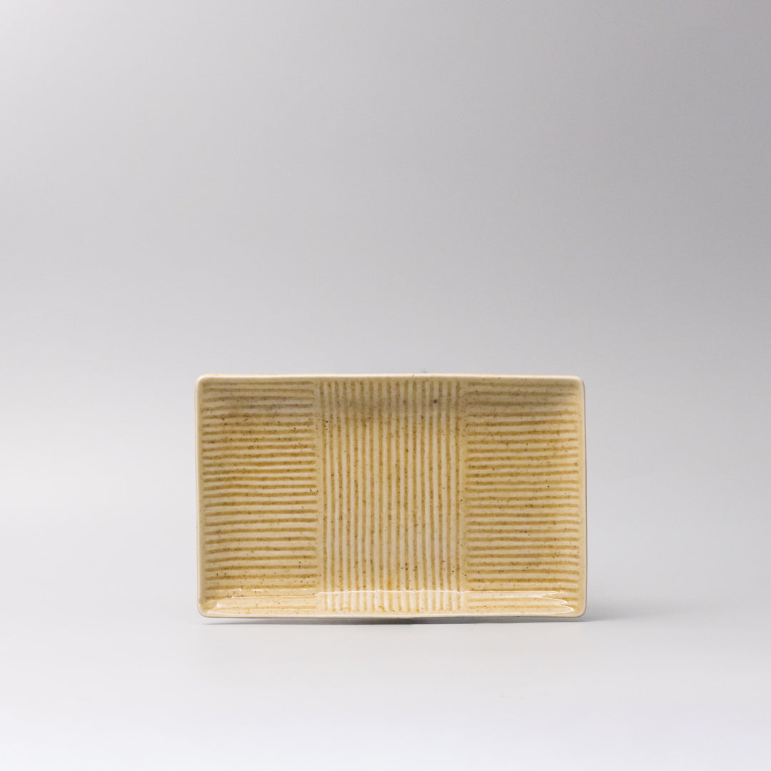 Premium 21cm Biscuit Glaze Rectangular Ceramic Plate Japanese Tableware
