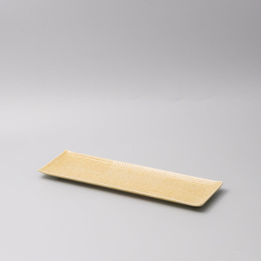 Premium 33x10cm Honey Glaze Rectangular Ceramic Sashimi Plate Dishwasher Microwave Safe