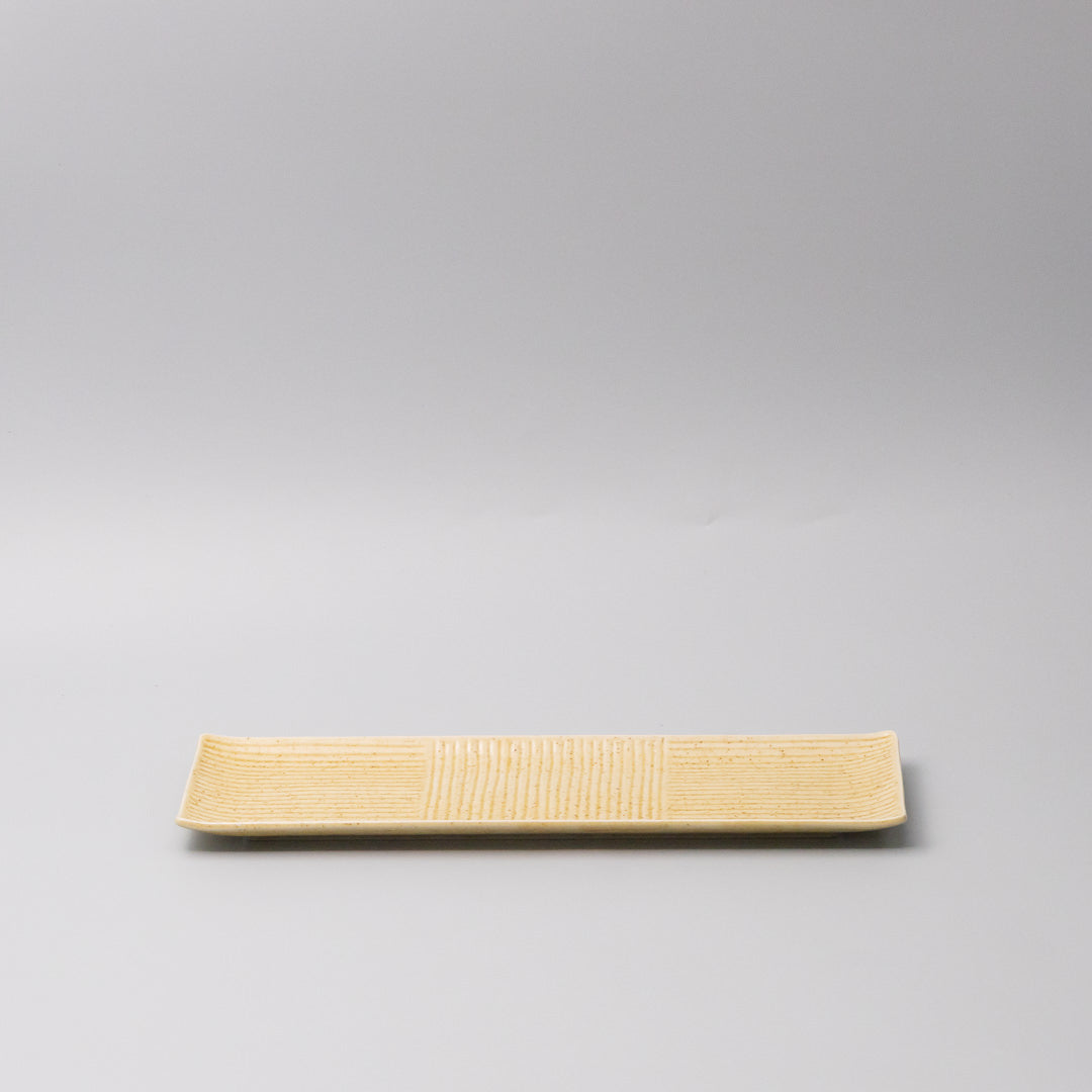 Premium 33x10cm Honey Glaze Rectangular Ceramic Sashimi Plate Dishwasher Microwave Safe