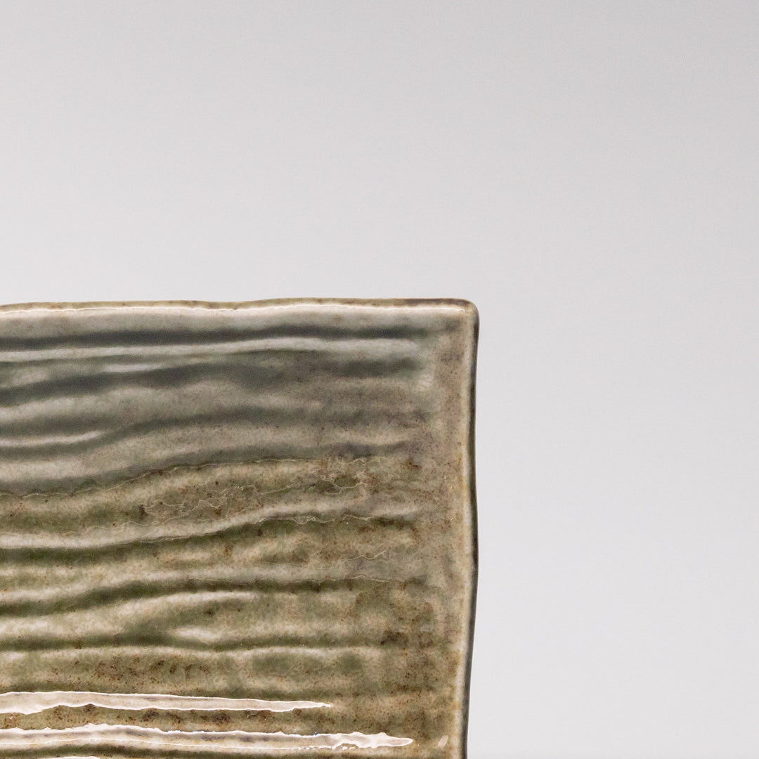 Rectangular Sage Glaze Ceramic Serving Plate 33x10cm Green Japanese Tableware