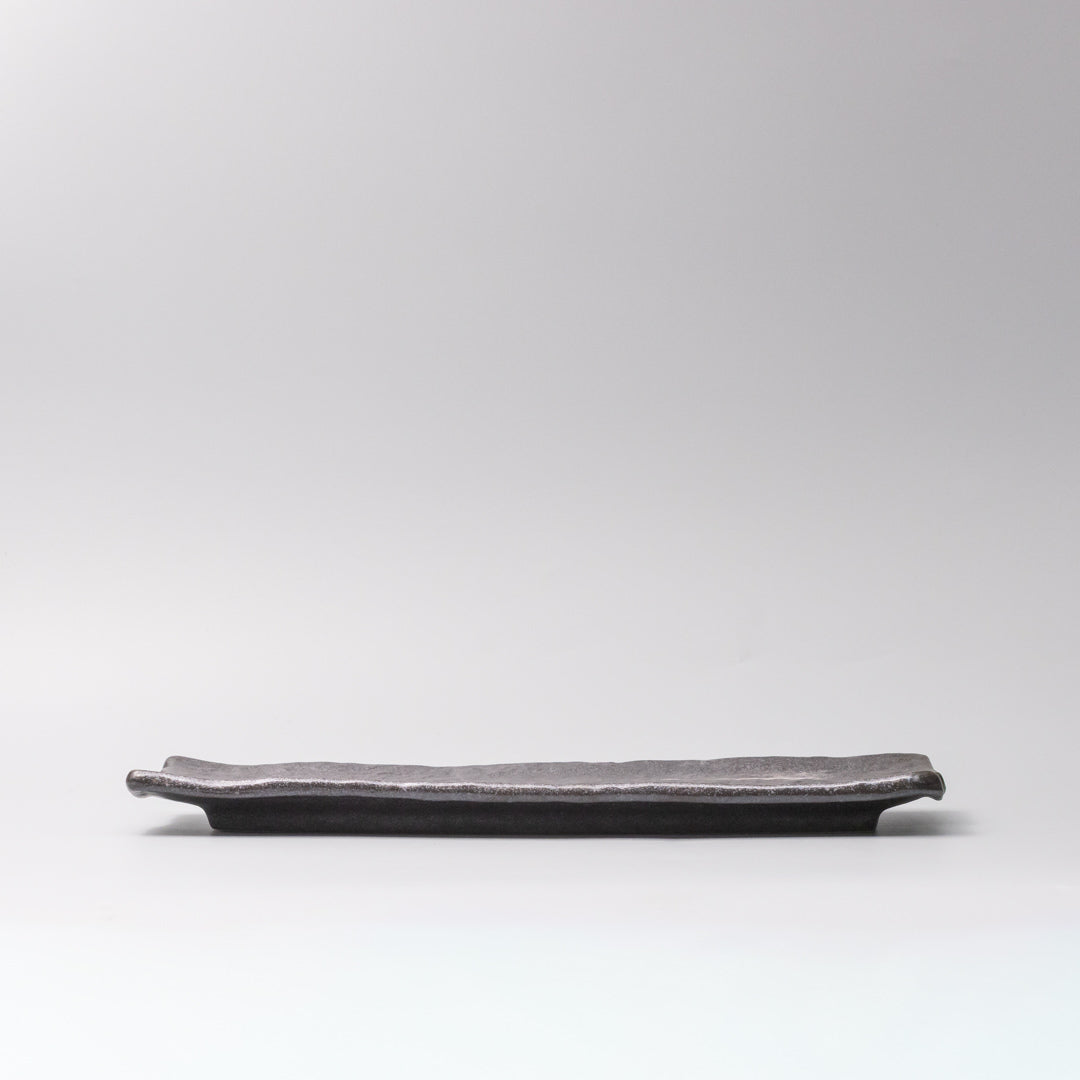 Premium 33x11cm Matte Black Glaze Rectangular Ceramic Plate