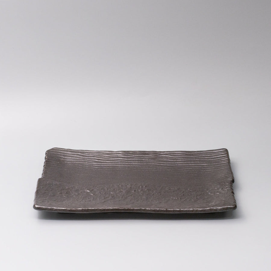 Premium 32cm Matte Black Glaze Rectangular Ceramic Platter Japanese Tableware