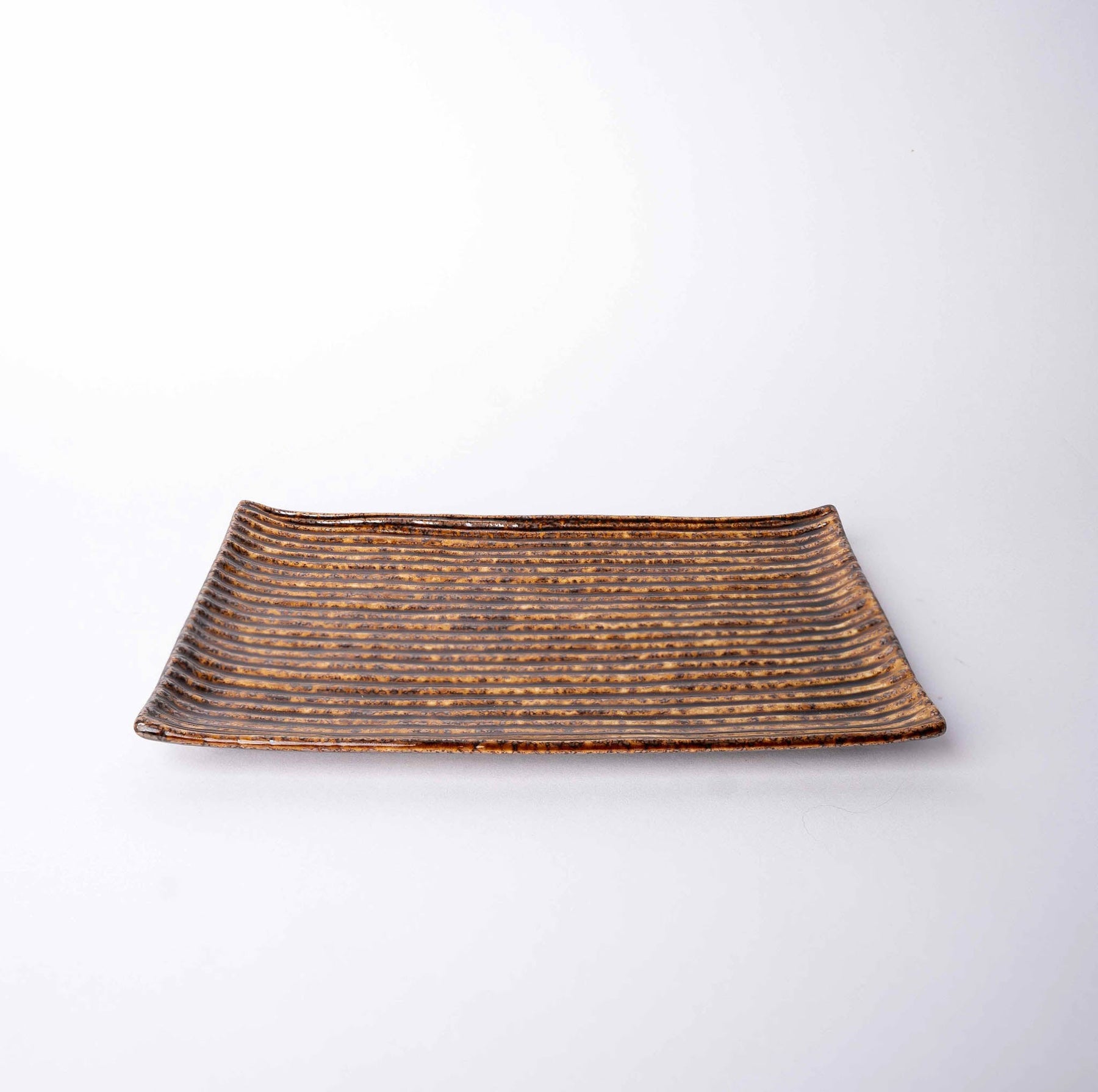 Premium Sushi Plate – Light Brown Amber Contour Glaze 24 x 15cm