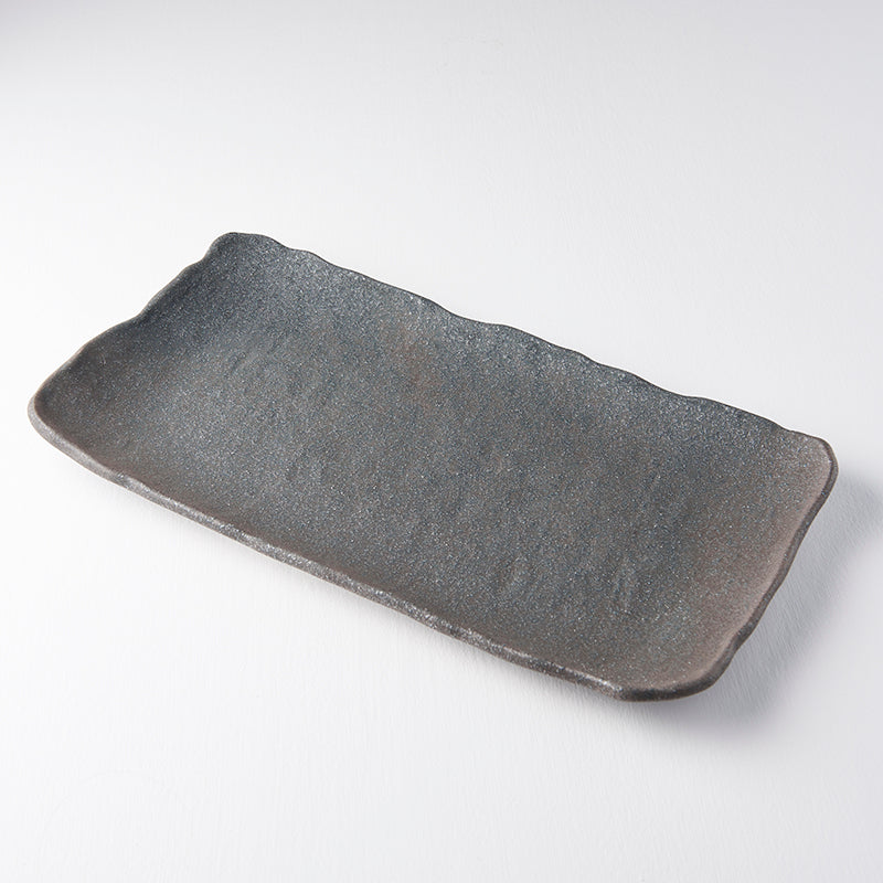 Premium Rectangular Ceramic Platter – Grey Stone Slab Glaze 35 x 20cm