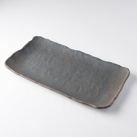 Premium Rectangular Ceramic Platter – Grey Stone Slab Glaze 35 x 20cm